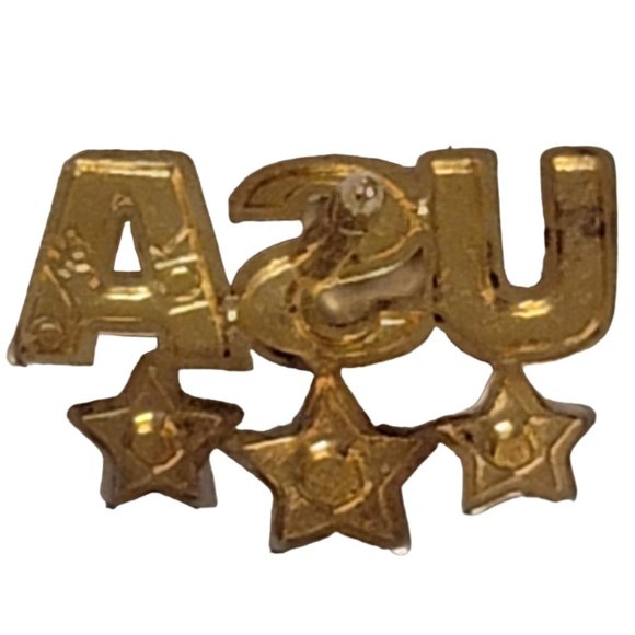 10K White And Yellow Gold USA Three Star Tie Tac Lapel Pin E104 - Picture 3 of 8